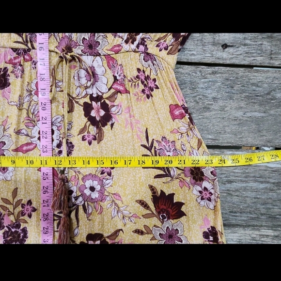 Knox Rose Women's Sleeveless Midi Dress Mustard Yellow Floral Ruffle Size L - Picture 4 of 8